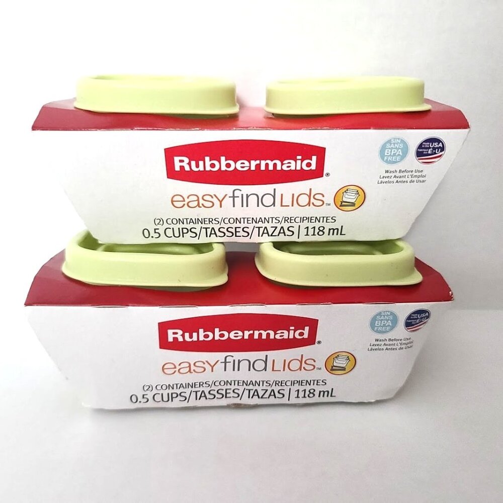Rubbermaid Easy Find Lids Food Storage Containers 0.5 Cups Green 4 Pieces NEW - Picture 1 of 6